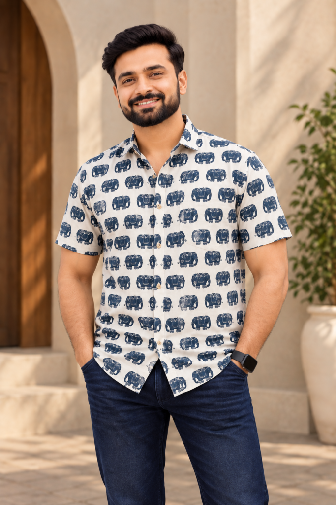 Jaipur Heritage Blue Printed Shirt